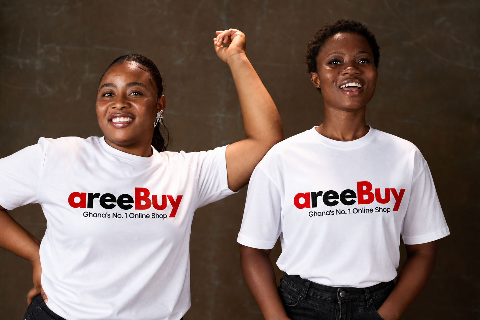 AreeBuy team member wearing branded shirt