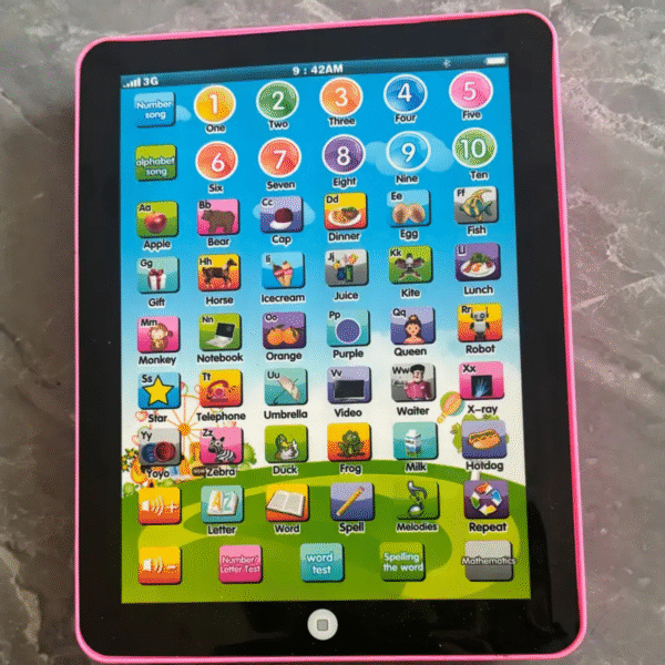 Kids Educational Tablet Toys, Multifunctional with Alphabet, Numbers, Music, for Ages 3-6, Battery Powered with Non-rechargeable AA Battery, Available in Blue & Pink